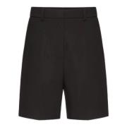 Zwarte Wollen Shorts Rits Sluiting Valentino Garavani , Black , Dames