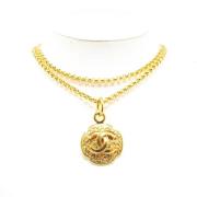 Pre-owned Metal necklaces Chanel Vintage , Yellow , Dames