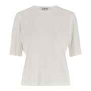 Modal Cashmere Crew Neck T-shirt Wit Partow , White , Dames