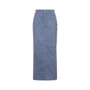 Blauwe Denim Corduroy Pencil Rok Ermanno Scervino , Blue , Dames