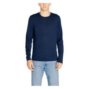 Blauwe Gebreide Ronde Hals Trui Calvin Klein , Blue , Heren