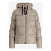 Glanzende nylon donsjack met capuchon Pinko , Beige , Dames