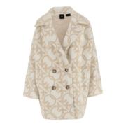 Love Birds Double-Breasted Jas Ivoor Beige Pinko , Beige , Dames