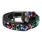 Zwart Pailletten Metalen Gesp Dames Riem Dolce & Gabbana , Black , Dam...