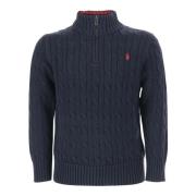 Navy Katoen Rits Cardigan Gevlochten Polo Ralph Lauren , Blue , Heren