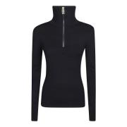 Hoge hals halve rits top Victoria Beckham , Blue , Dames