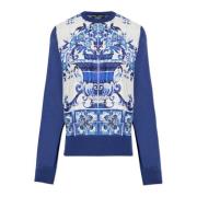 Zijden top met Majolica-patroon Dolce & Gabbana , Blue , Dames