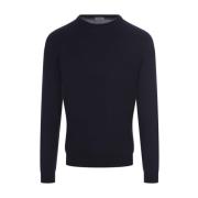 Blauwe Cashmere Crew Neck Sweater Fedeli , Blue , Heren