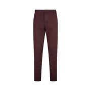 Burgundy Straight-Leg Elastische Taille Broek Kiton , Red , Heren