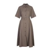 Taupe Wol Midi Overhemdjurk P.a.r.o.s.h. , Brown , Dames