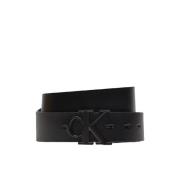 Zwart Leren Riem Gesp Casual Sportief Calvin Klein , Black , Heren