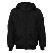 Zwarte Nylon Hoodie Jas Stone Island , Black , Heren