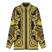 Groene Zijden Twill Shirt La Coupe Des Dieux Versace , Multicolor , He...