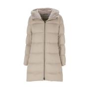 Beige Stofafwerking Pufferjas Herno , Beige , Dames