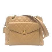 Pre-owned Leather chanel-bags Chanel Vintage , Beige , Dames