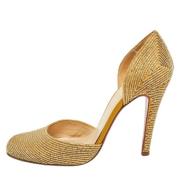 Pre-owned Satin heels Christian Louboutin Pre-owned , Yellow , Dames