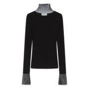 Mock Neck Wollen Trui Zwart Sportmax , Black , Dames