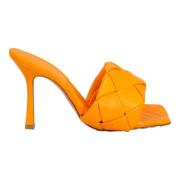 Leather sandals Bottega Veneta , Orange , Dames