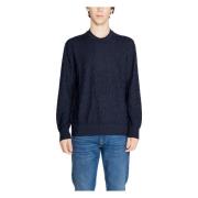 Blauwe Effen Gebreide Trui Mannen Herfst/Winter Armani Exchange , Blue...