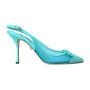 Blauwe Leren Mesh Slingback Hakken Dolce & Gabbana , Blue , Dames