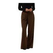 Wijde Pijp Lithilde Hoge Taille Broek Gestuz , Brown , Dames