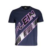 Gedurfd Blauw Logo Print T-Shirt Plein Sport , Blue , Heren