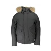 Grijze Katoenen Jas met Capuchon en Afneembare Bont Woolrich , Gray , ...