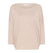 Grijze Melange R-Neck Pullover Trui Saint Tropez , Beige , Dames