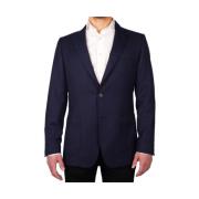 Wollen Blazer met Twee Knopen en Zakken Made in Italia , Blue , Heren