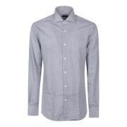 Klassieke Hals Shirt Barba Napoli , Blue , Heren