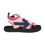 Fuchsia Neopreen Suède Sandalen Off White , Multicolor , Dames