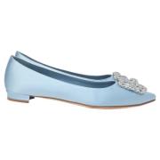 Pre-owned Fabric flats Manolo Blahnik Pre-owned , Blue , Dames