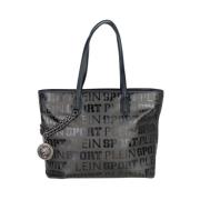 Elegante zwarte shopper-tas met logoprint en kruisband Plein Sport , B...