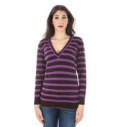 Paarse Wol V-Hals Sweater Logo Fred Perry , Purple , Dames