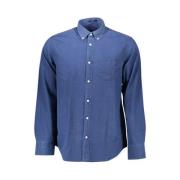 Blauw Katoenen Regular Fit Herenoverhemd Gant , Blue , Heren