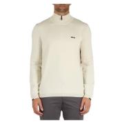 Zip Tech-Flex Cotton Sweater Boss , White , Heren