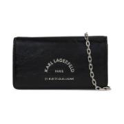 Zwarte Logo Zilveren Pouch Karl Lagerfeld , Black , Dames