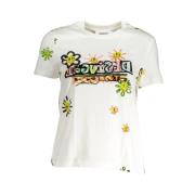 Chique bedrukte ronde hals tee Desigual , White , Dames