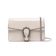 Taupe Crossbody Tas met Tijgerhoofd Gucci , Pink , Dames