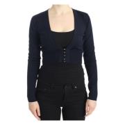 Elegante Cropped Wollen Cardigan Roberto Cavalli , Blue , Dames