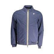 Blauwe Polyesterjas met Contrastdetails K-Way , Blue , Heren