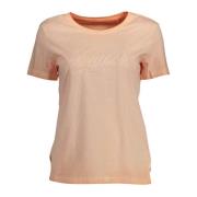 Stijlvol Roze Geborduurd Logo T-Shirt Guess , Pink , Dames