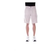 Beige Linnen Shorts Rits Knoop Zakken Hugo Boss , Beige , Heren