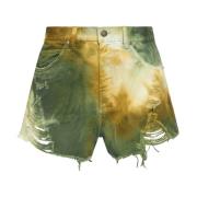 Militair Groene Katoenen Shorts met Slijtage Pinko , Multicolor , Dame...