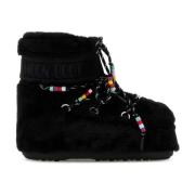 Eco Fur Icon Lage Enkellaarzen Moon Boot , Black , Dames