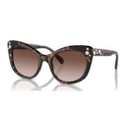 Mode Zonnebril in Havana/Bruin Getint Swarovski , Brown , Dames