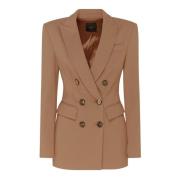 Bruine Double-Breasted Blazer met Zakken Pinko , Brown , Dames