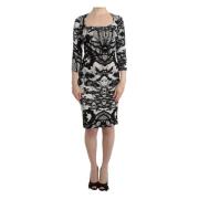 Elegante Jersey Sheath Jurk met Print Roberto Cavalli , Black , Dames