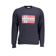 Blauw Katoenen Sweatshirt met Ronde Hals Napapijri , Blue , Heren