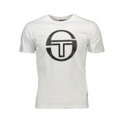 Katoen Logo Print Korte Mouw T-shirt Sergio Tacchini , White , Heren